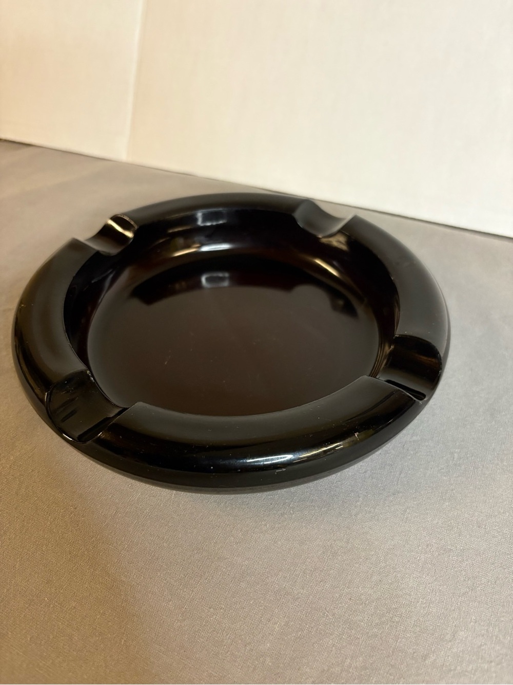 Dark Amber Heavy Glass Mid Century Modern Ashtray Vintage